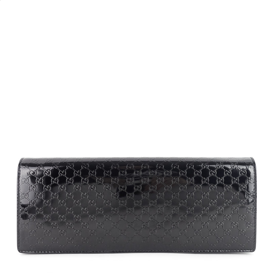 micro-guccissima patent leather broadway clutch bag