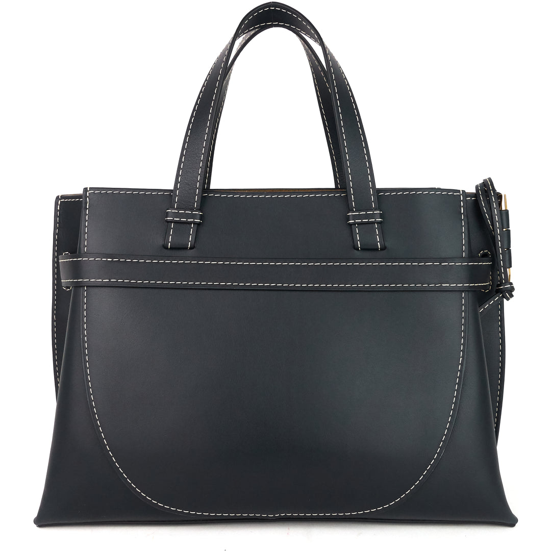 loewe gate top handle small calf leather tote bag