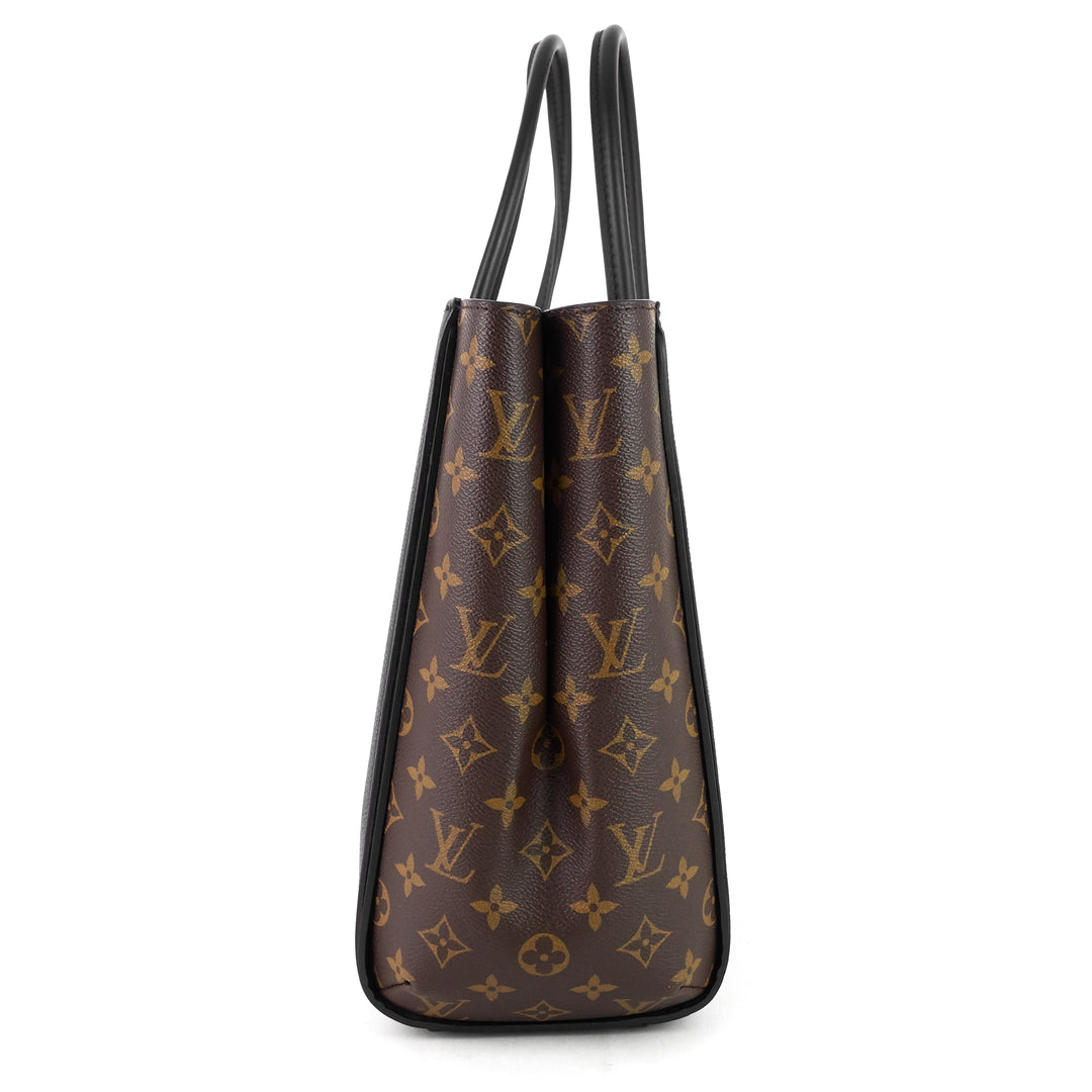 kimono monogram canvas and black leather bag