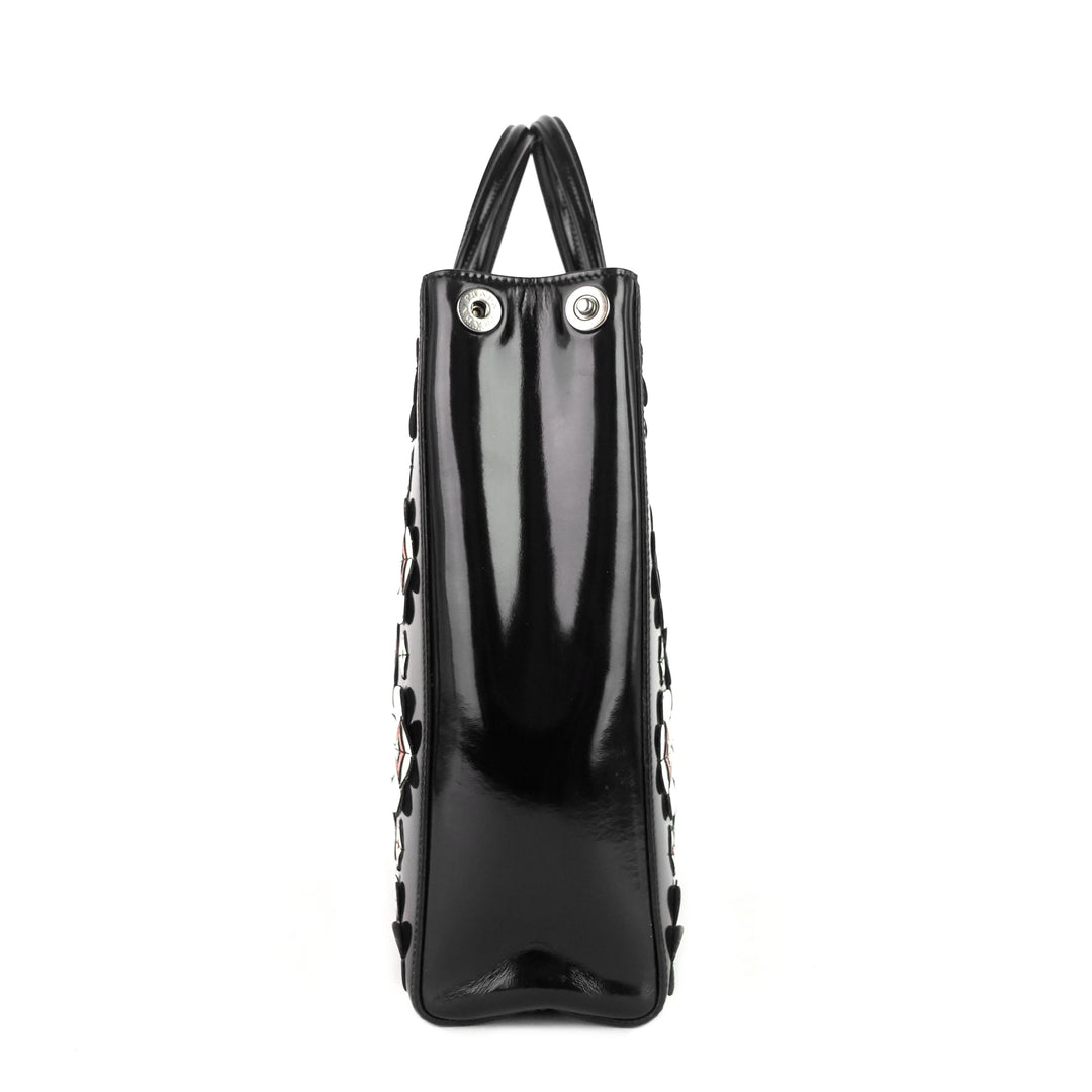 convertible spazzolato leather flower appliqué tote bag