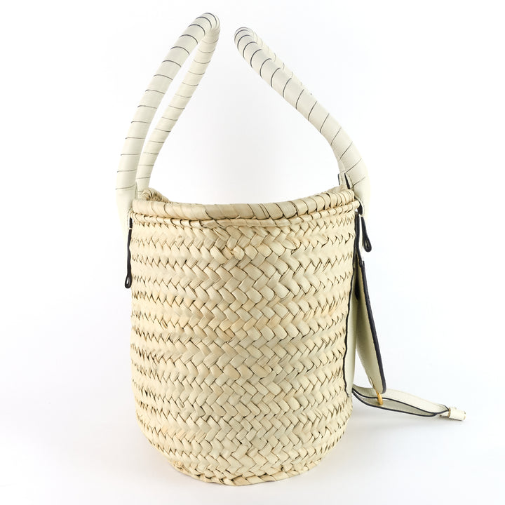 marcie raffia and calfskin basket bag