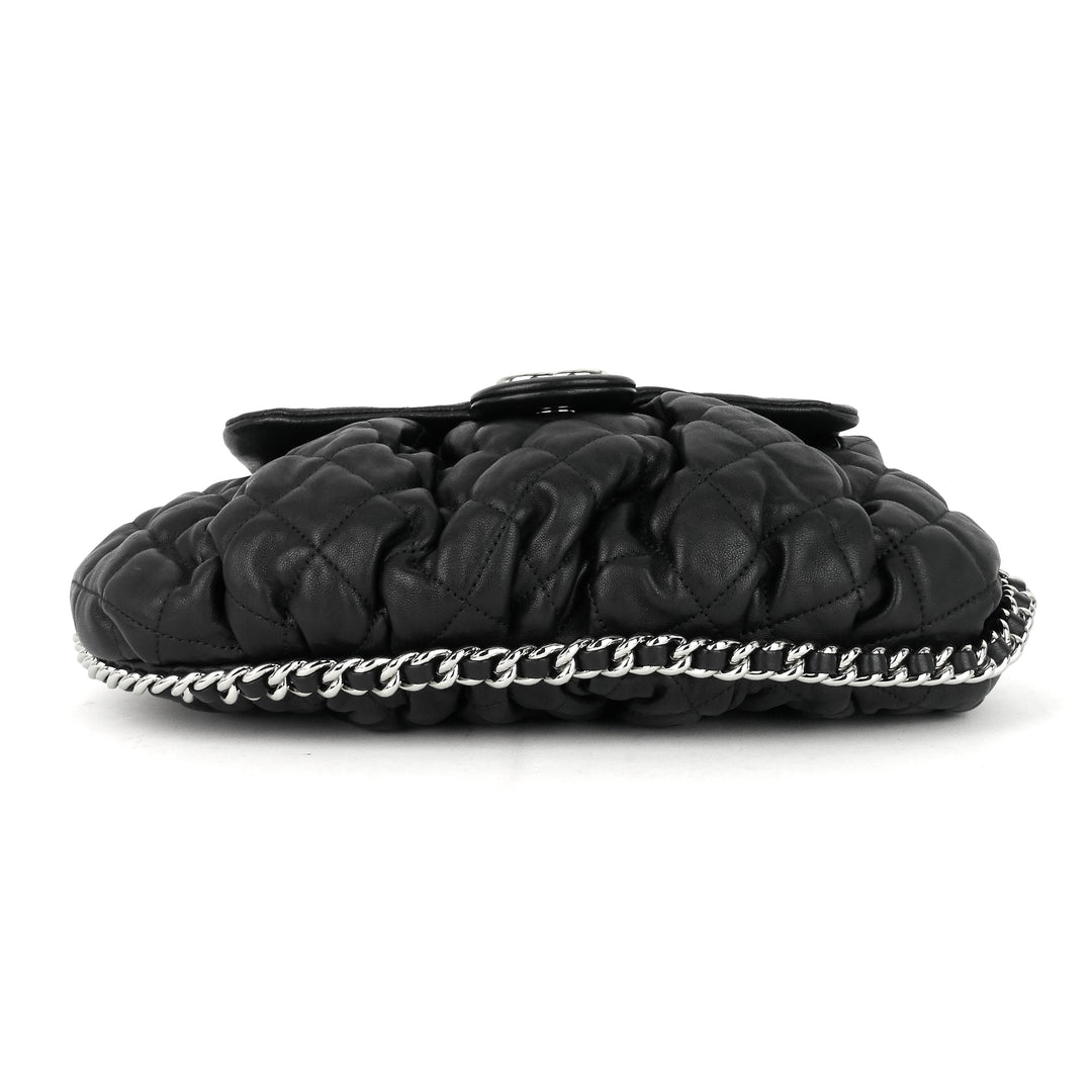 chain around large lambskin leather flap bag