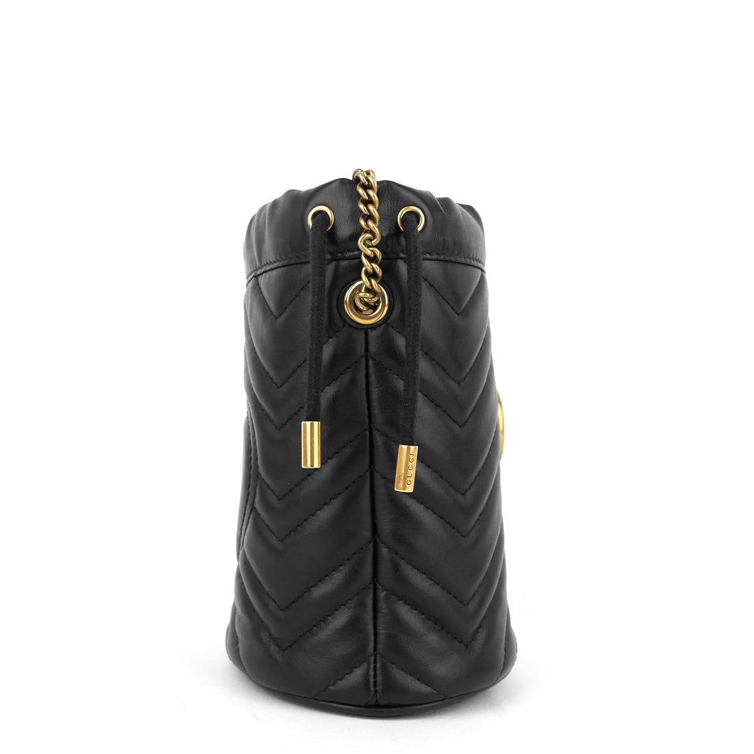 gg marmont leather mini bucket bag