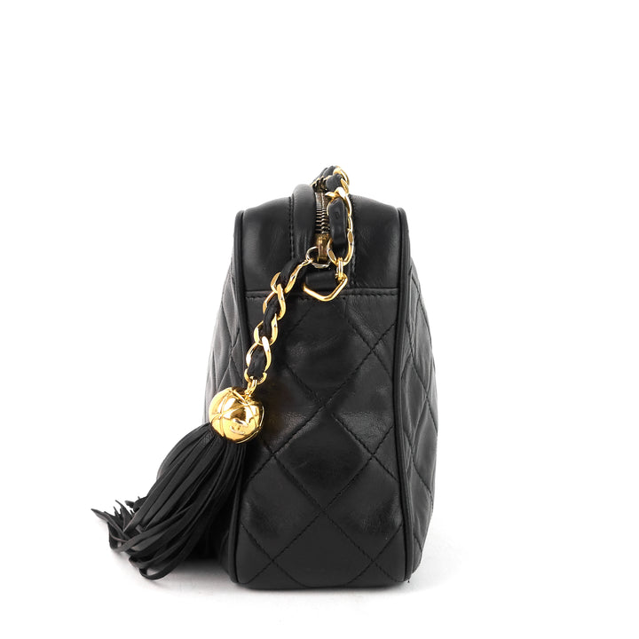 quilted lambskin leather camera bag