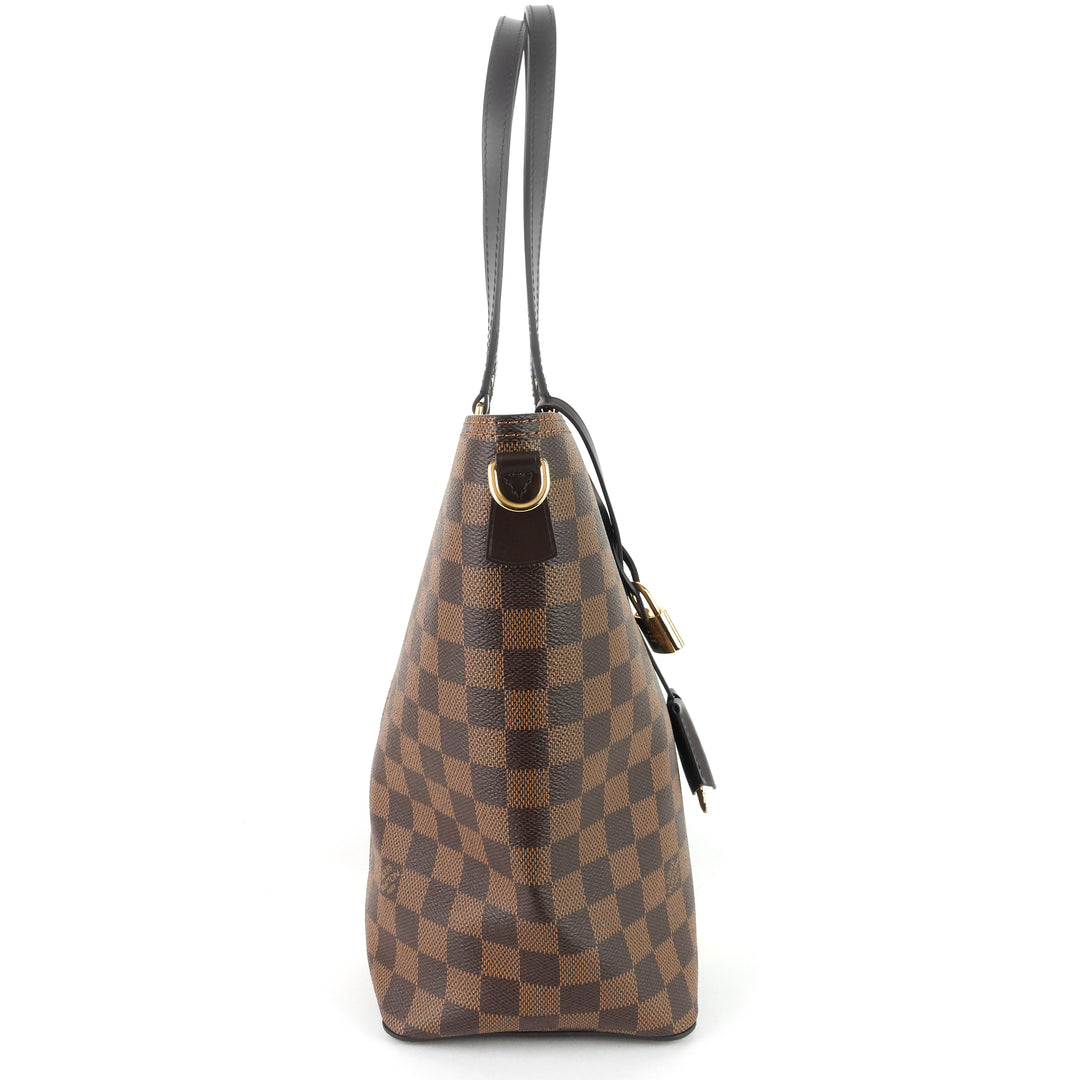 jersey damier ebene canvas and taurillon leather tote bag