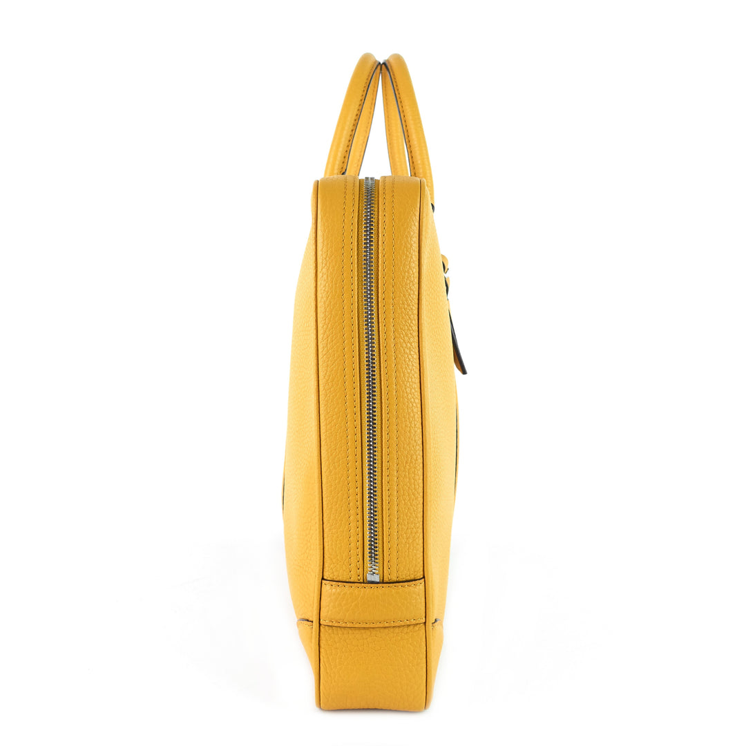 porte-documents voyage pm yellow taurillon leather briefcase bag