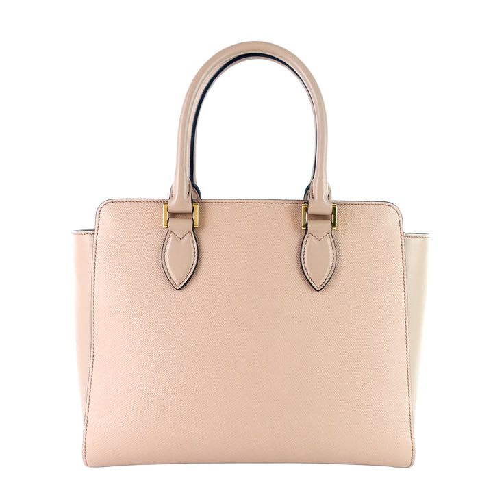 Top Handle Saffiano and Soft Calfskin Leather Tote Bag