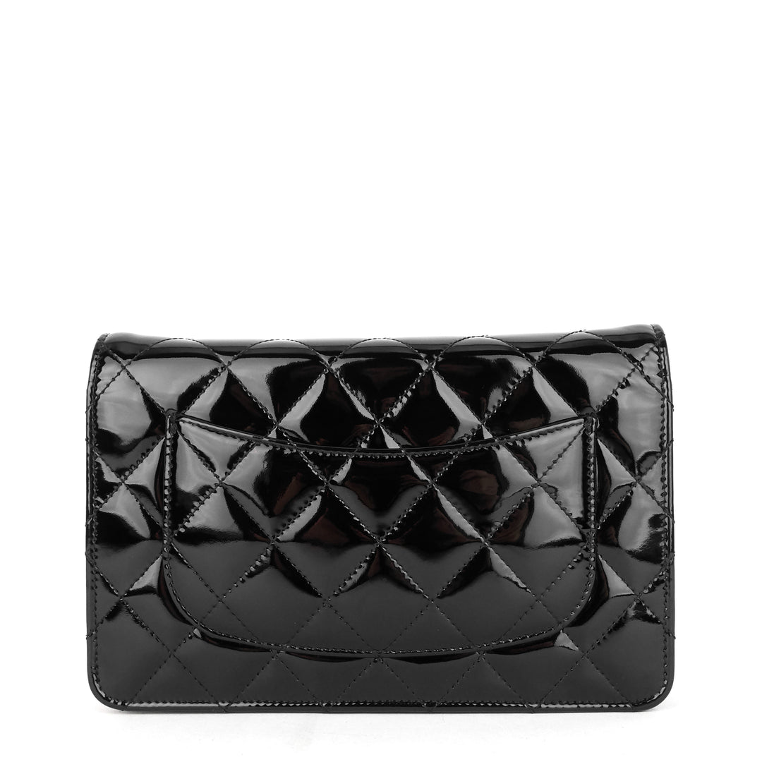 patent leather wallet on chain bag