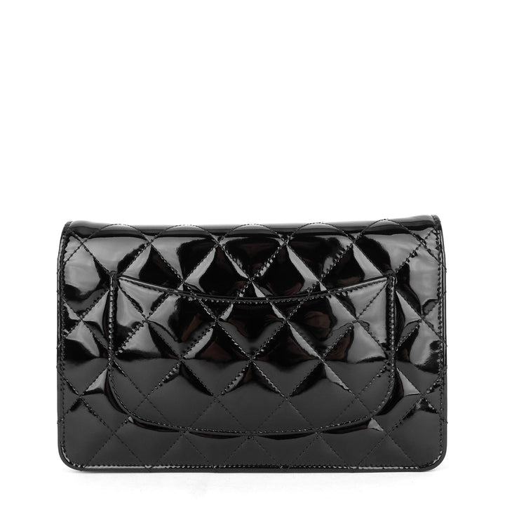 patent leather wallet on chain bag