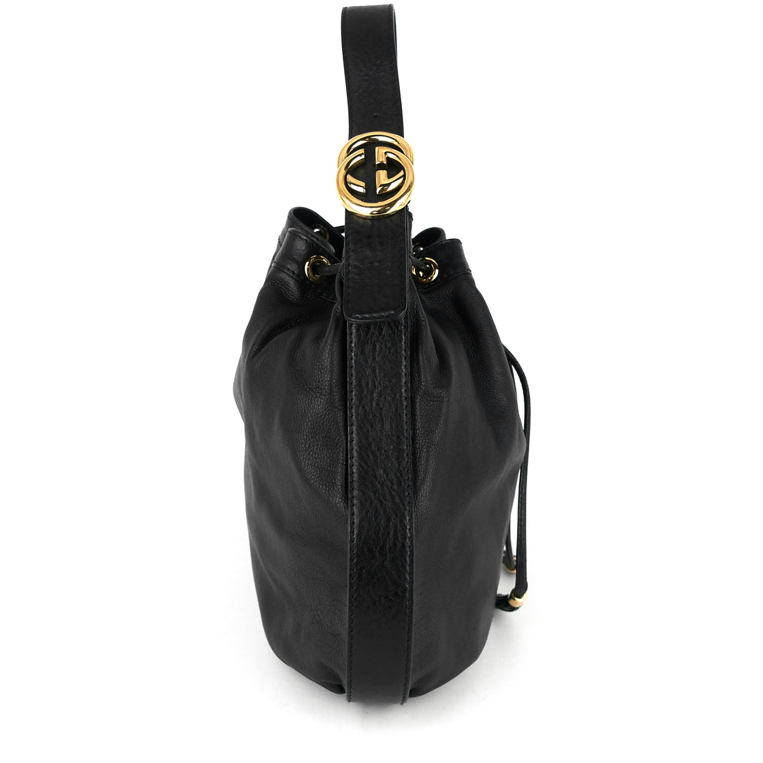 drawstring soft leather tote bag