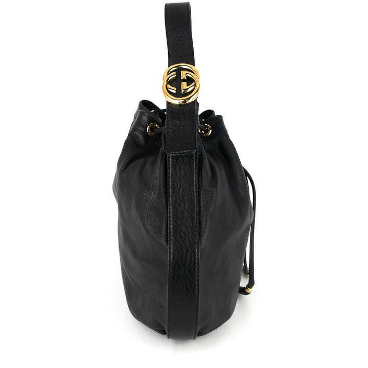 drawstring soft leather tote bag