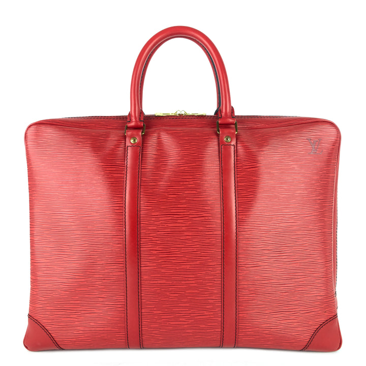 porte-documents voyage red epi leather briefcase bag