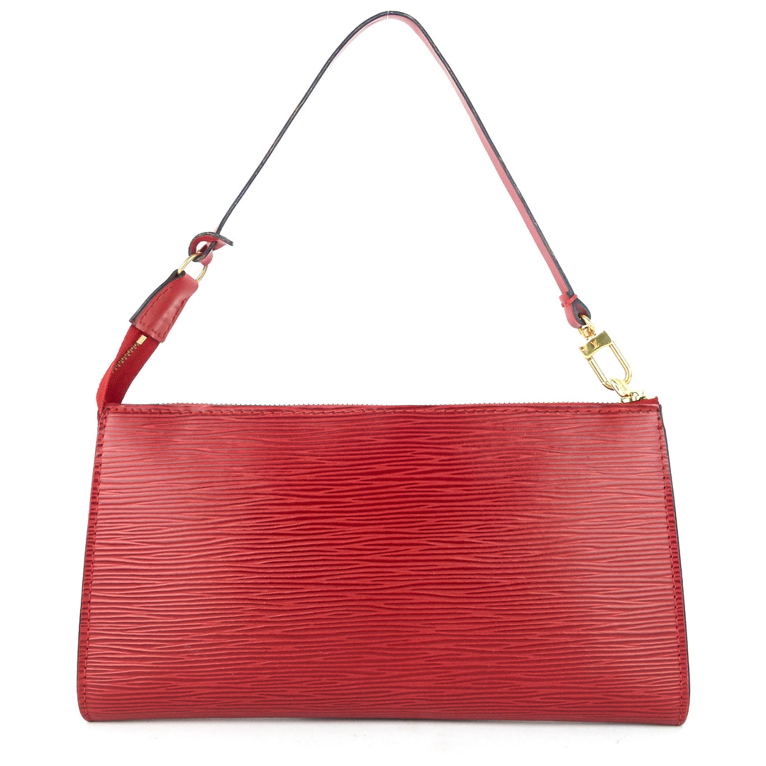 pochette accessoires red epi leather handbag