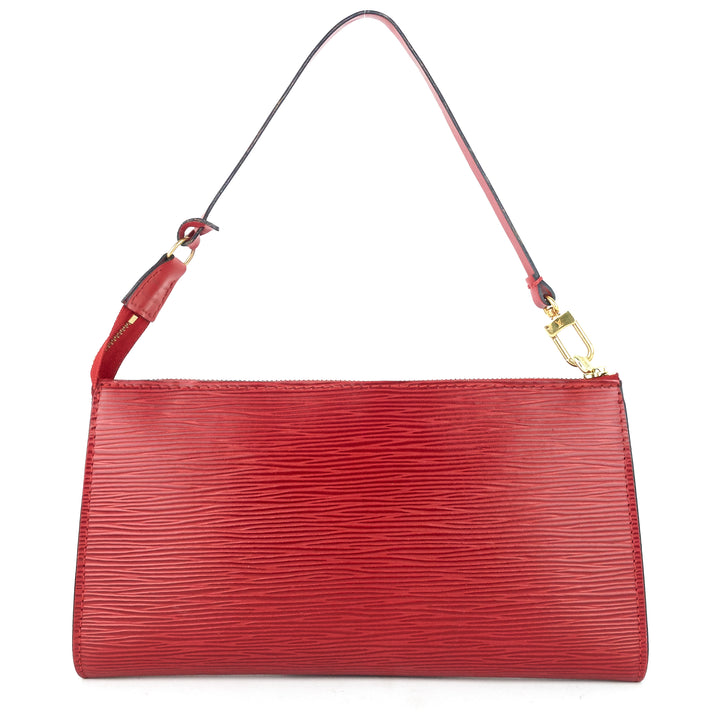 pochette accessoires red epi leather handbag