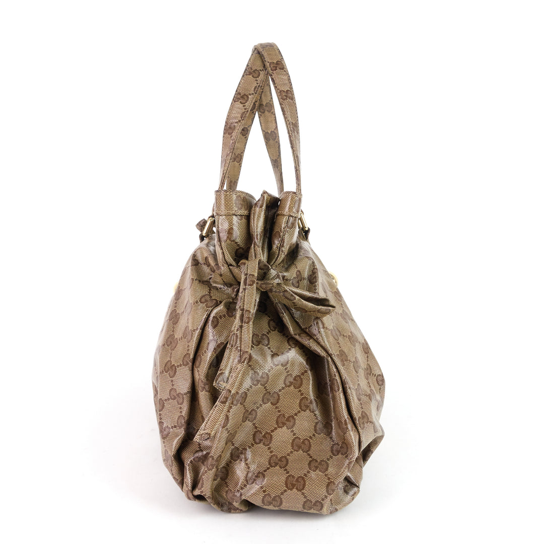 crystal monogram coated canvas web bag