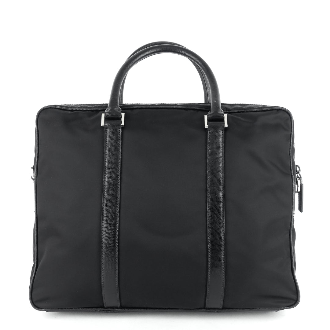 convertible tessuto nylon and saffiano leather briefcase bag