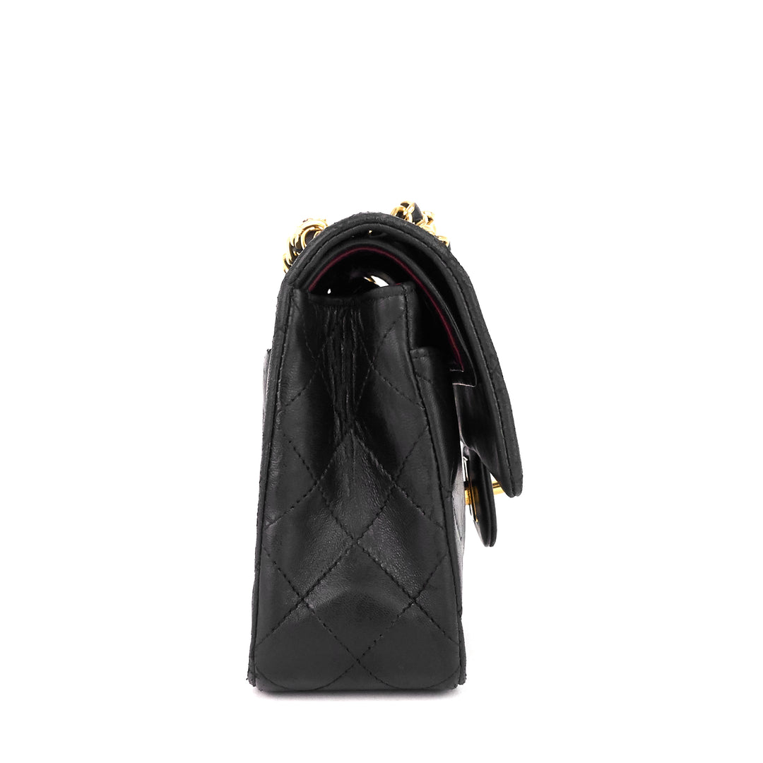 vintage double flap small lambskin leather bag
