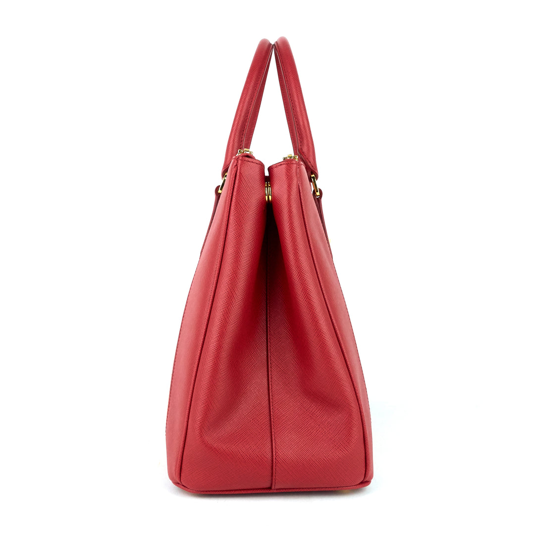 galleria double zip medium bicolour leather bag