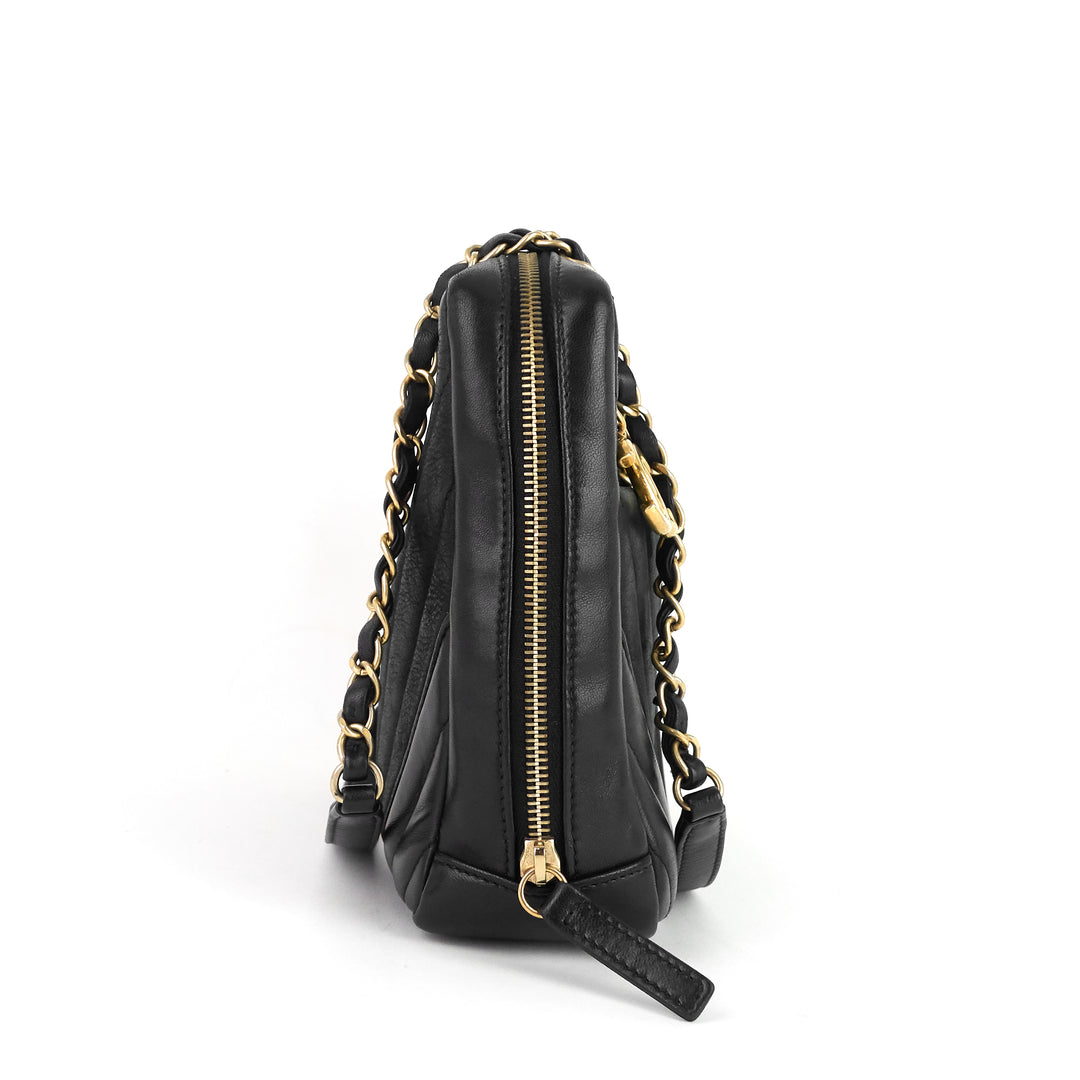 chevron quilted lambskin camera bag