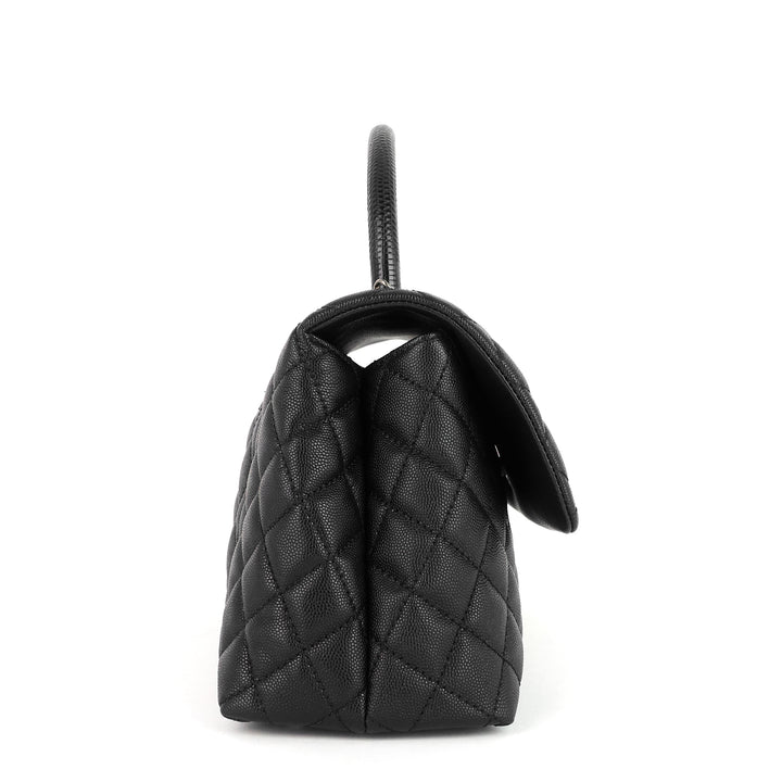 cc coco small caviar and lizard-embossed calfskin top handle bag