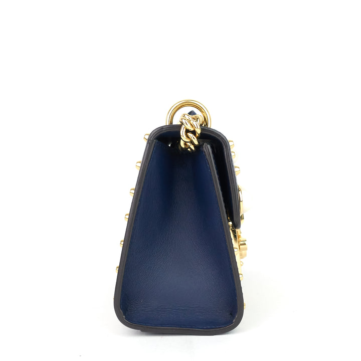 calfskin pearl studded padlock bag