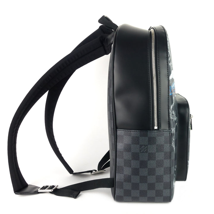 josh world map damier graphite canvas backpack