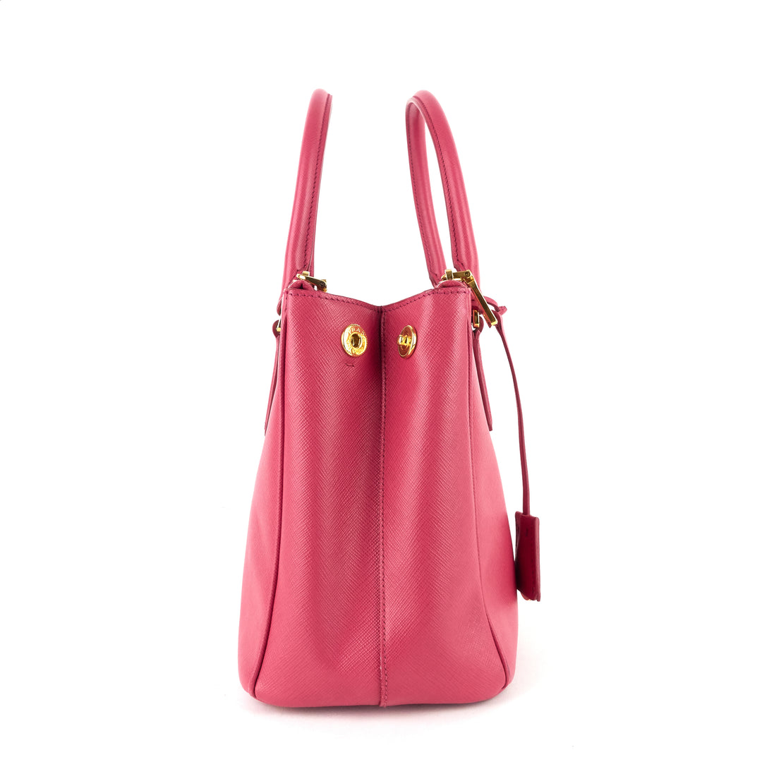 double zip small saffiano lux leather tote bag