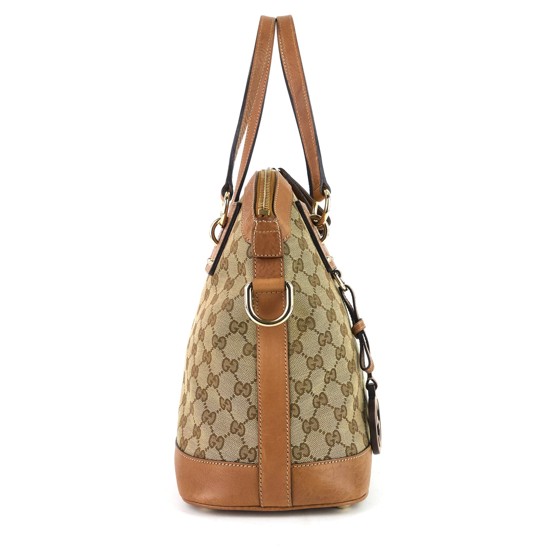 gg charm medium gg canvas dome bag