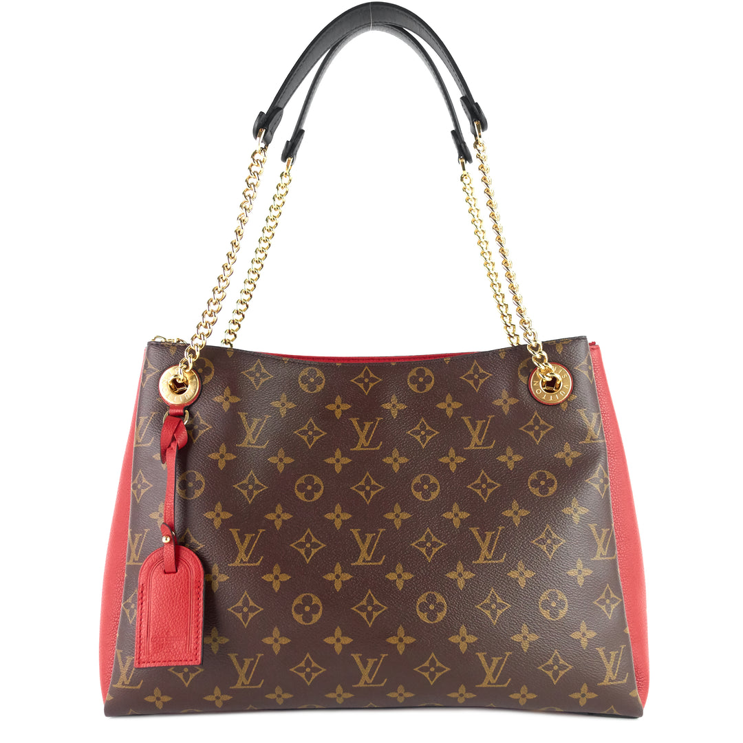 surène mm monogram canvas and calfskin leather tote bag