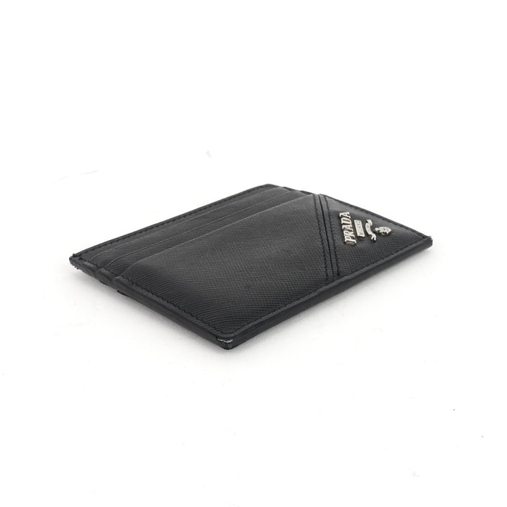 logo saffiano leather card holder