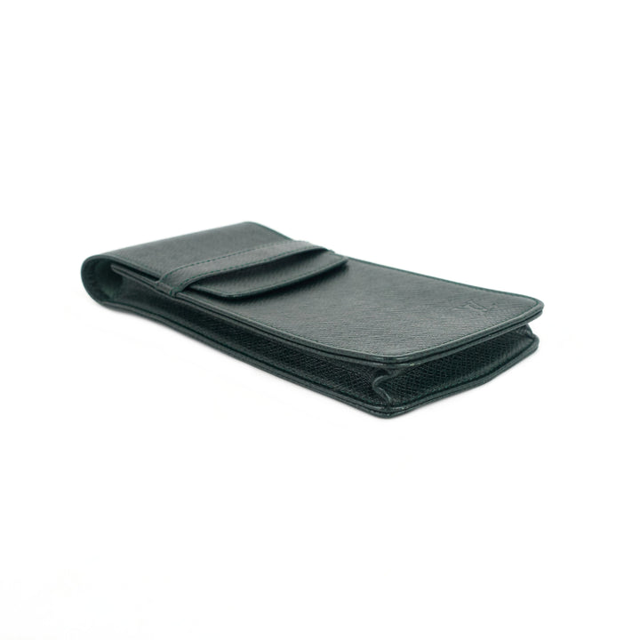 green taiga leather pen holder