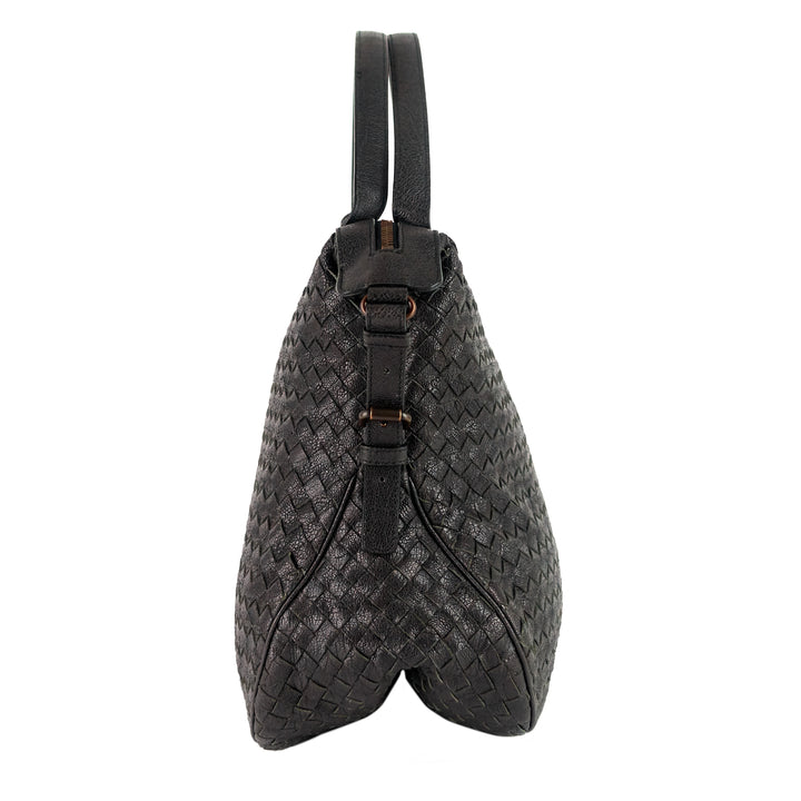 zipped intrecciato nappa leather hobo bag