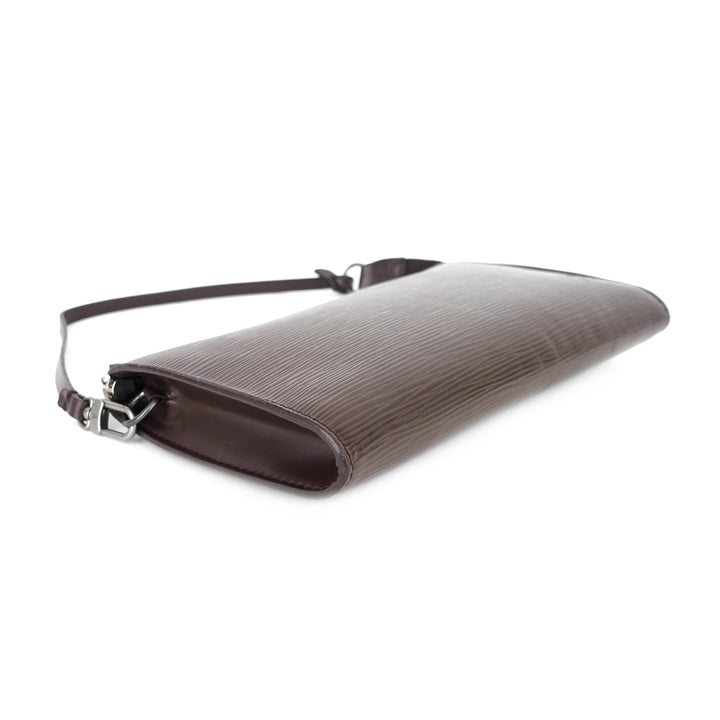 pochette accessoires brown epi leather bag