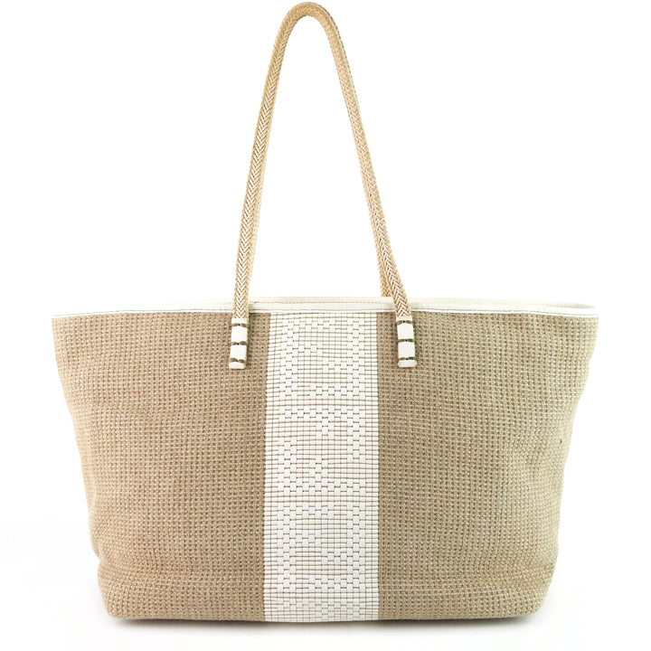 striped hemp tote bag