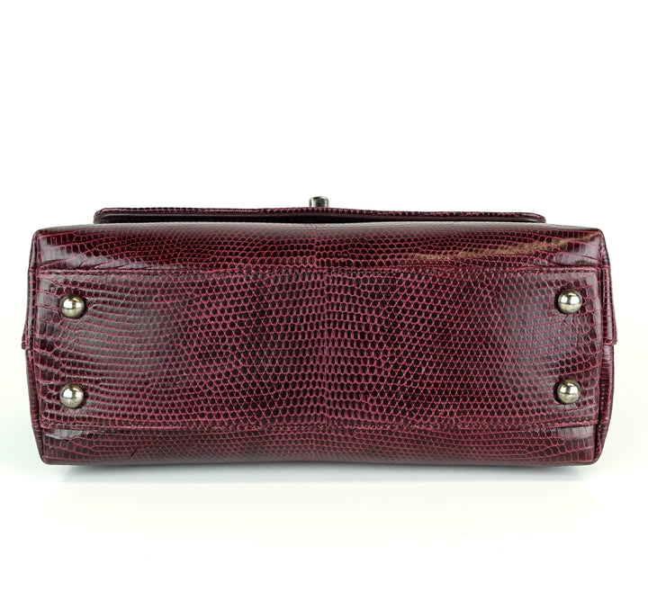 cc flap rolled top handle lizard small bag