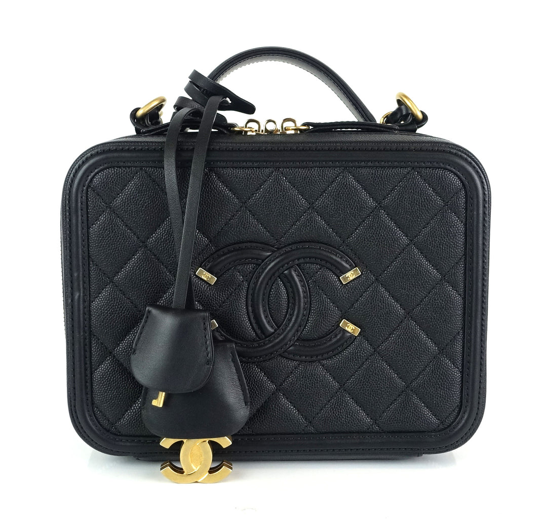 cc filigree quilted caviar leather medium vanity case
