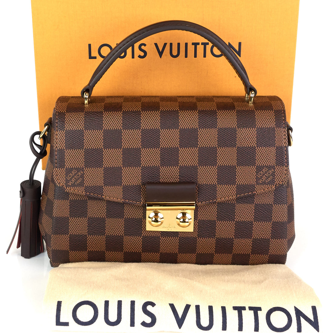 croisette damier ebene canvas handbag with strap