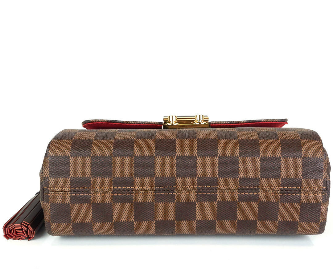 croisette damier ebene canvas handbag with strap