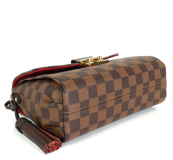 croisette damier ebene canvas handbag with strap