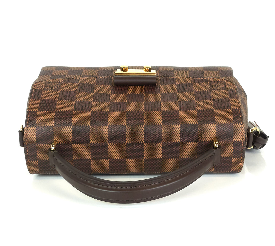 croisette damier ebene canvas handbag with strap