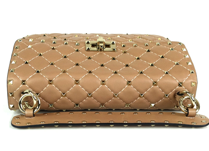 rockstud spike quilted lambskin leather bag