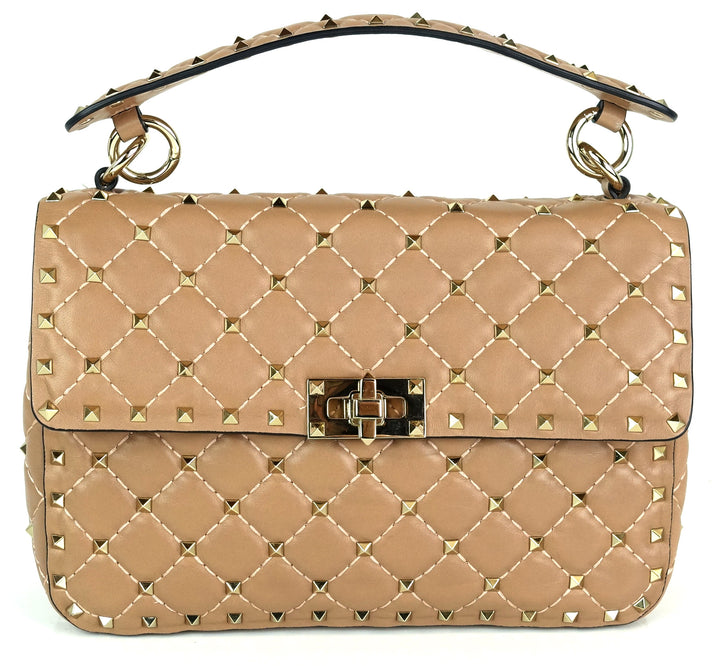 rockstud spike quilted lambskin leather bag