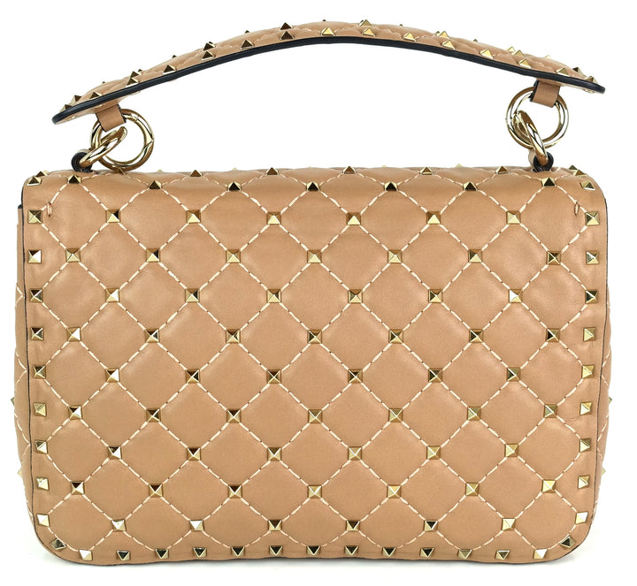 rockstud spike quilted lambskin leather bag