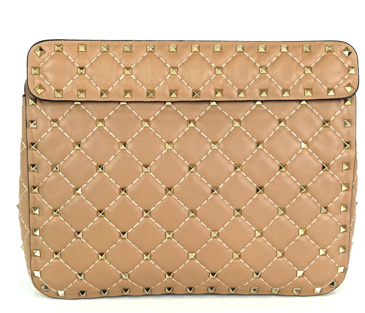 rockstud spike quilted lambskin leather bag