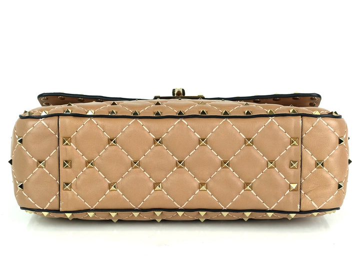 rockstud spike quilted lambskin leather bag