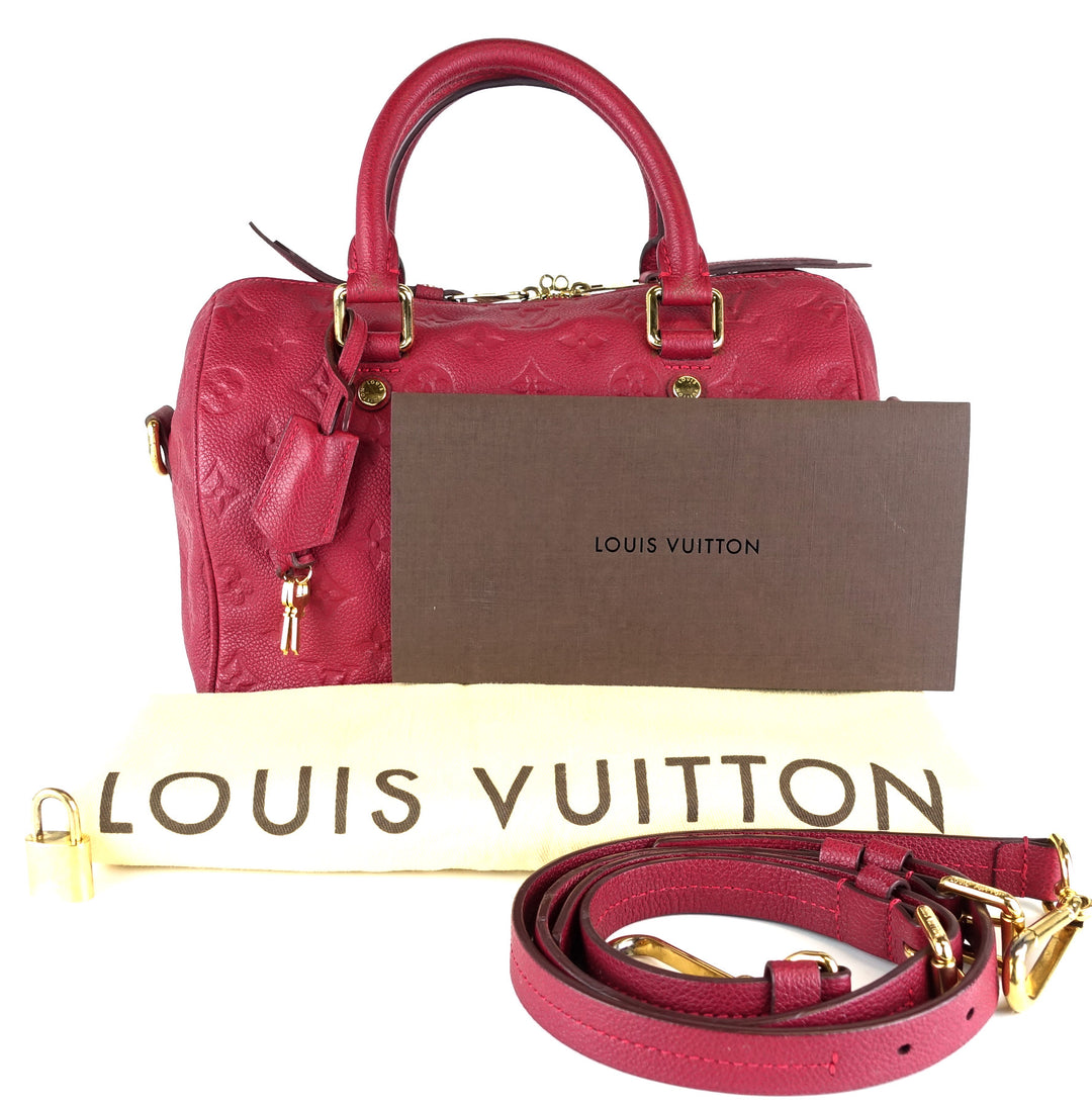 speedy 25 bandouliere empreinte leather handbag