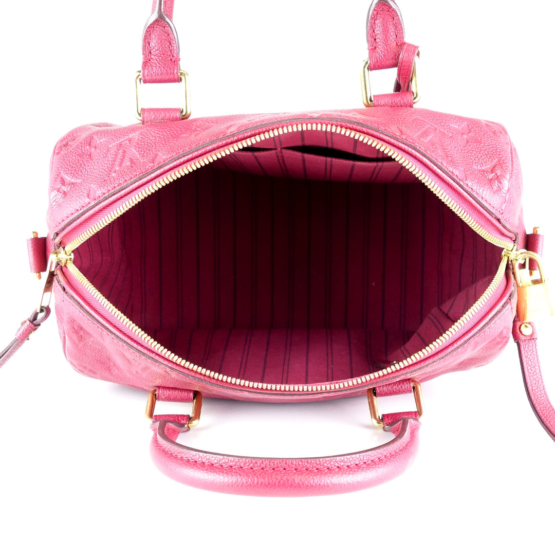 speedy 25 bandouliere empreinte leather handbag