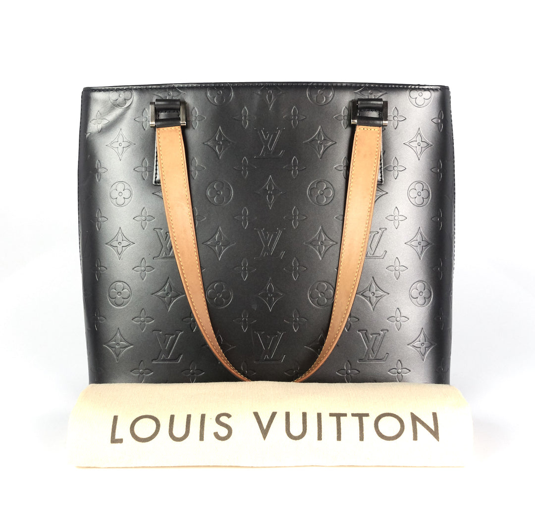 stockton monogram mat leather handbag