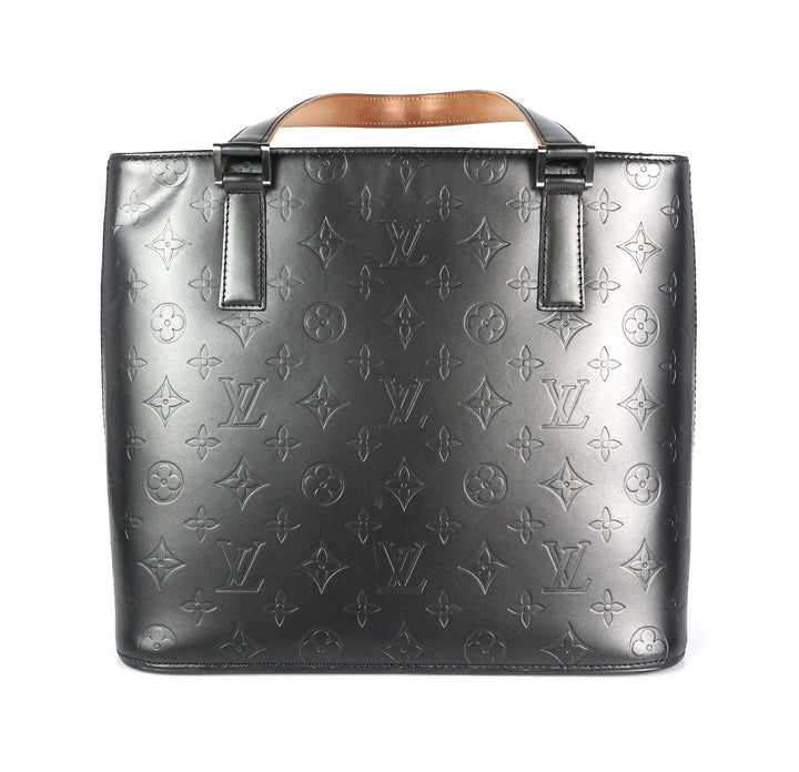 stockton monogram mat leather handbag