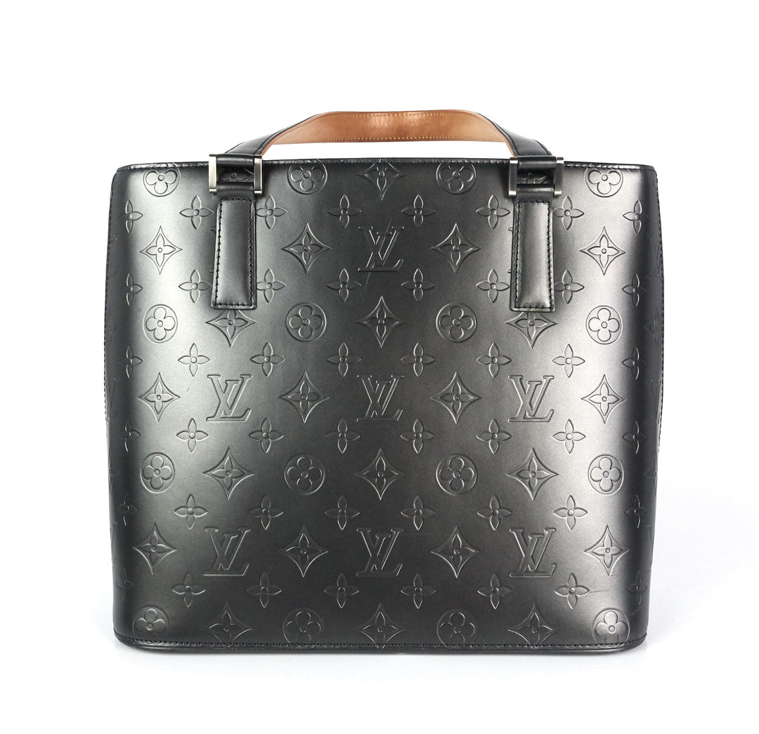 stockton monogram mat leather handbag